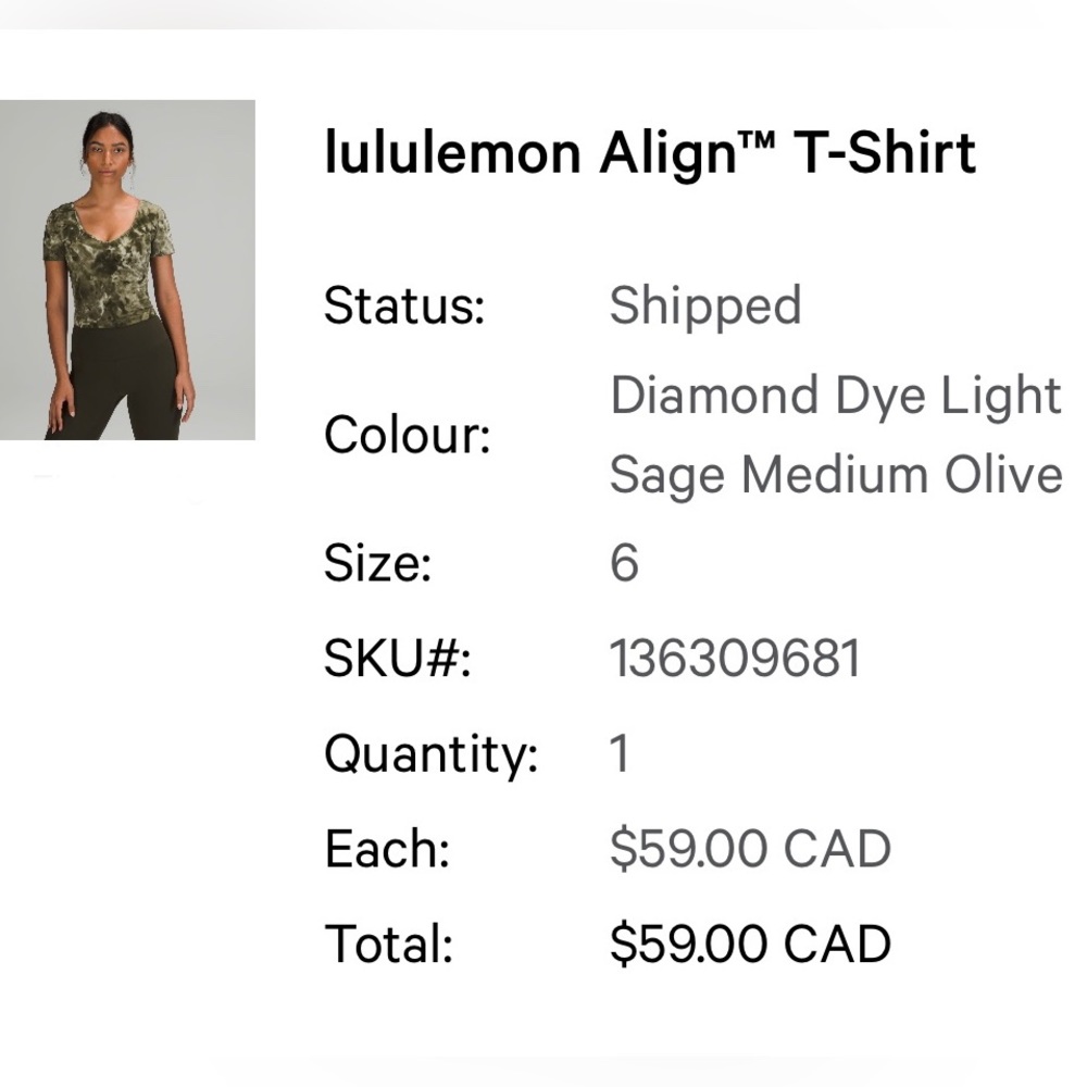 Lululemon Align Tee Top 6 + Legging Pants 8 Olive Sage Marble Yoga Gym Workout M